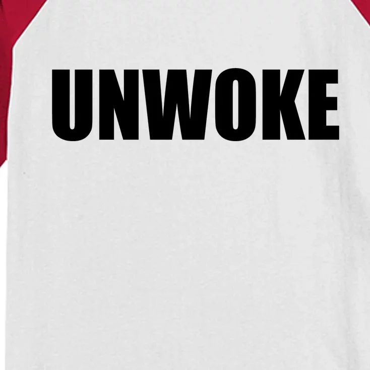 UNWOKE Anti Woke Counter Culture Fake Woke Classic Kids Colorblock Raglan Jersey