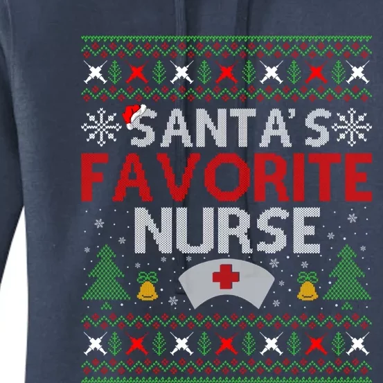 Ugly Nurse Xmas Gift Santas Favorite Nurse Christmas Gift Women's Pullover Hoodie