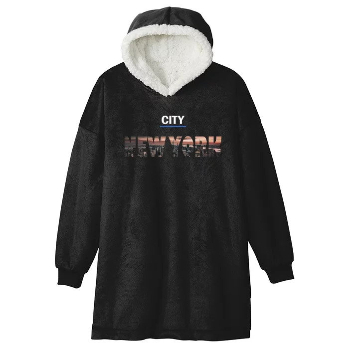 Urban New York City Skyline North America Hooded Wearable Blanket