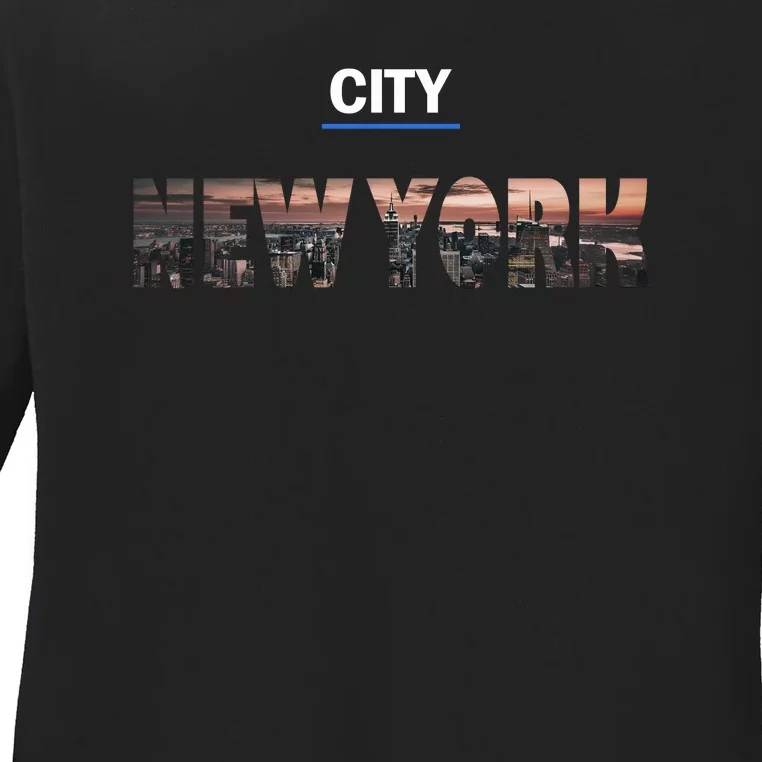 Urban New York City Skyline North America Ladies Long Sleeve Shirt