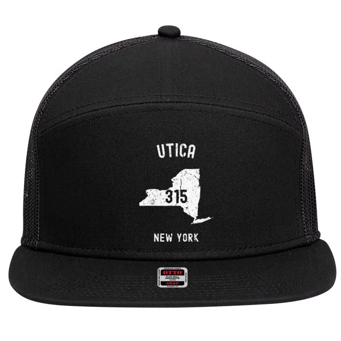 Utica New York Ny 315 Vintage Athletic Style 7 Panel Mesh Trucker Snapback Hat