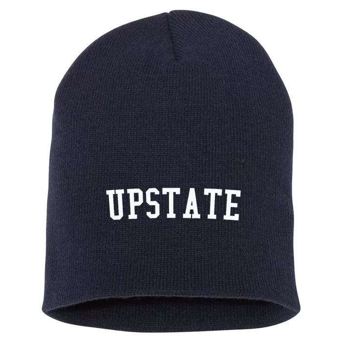 Upstate New York Prep Block Lettering Vintage Style Short Acrylic Beanie