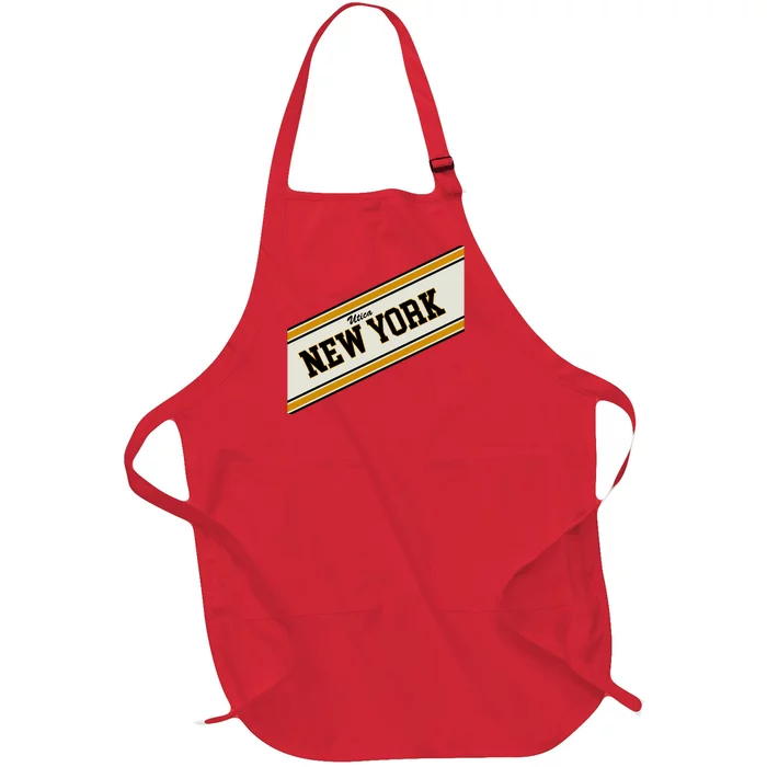 Utica New York Varsity Logo Full-Length Apron With Pocket