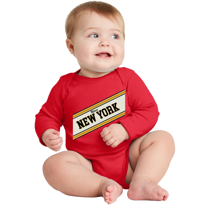 Utica New York Varsity Logo Baby Long Sleeve Bodysuit