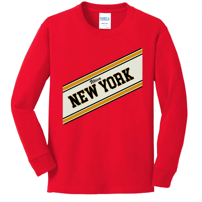 Utica New York Varsity Logo Kids Long Sleeve Shirt