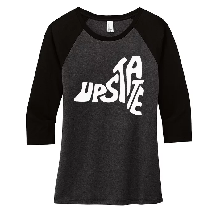 Upstate New York Ny State Shape Women's Tri-Blend 3/4-Sleeve Raglan Shirt