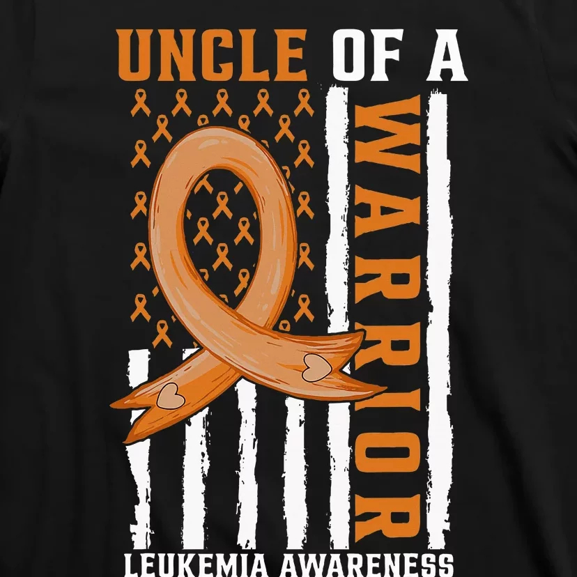 Uncle Of A Leukemia Warrior Awareness Orange USA Flag T-Shirt