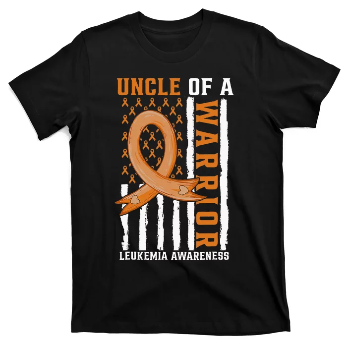 Uncle Of A Leukemia Warrior Awareness Orange USA Flag T-Shirt