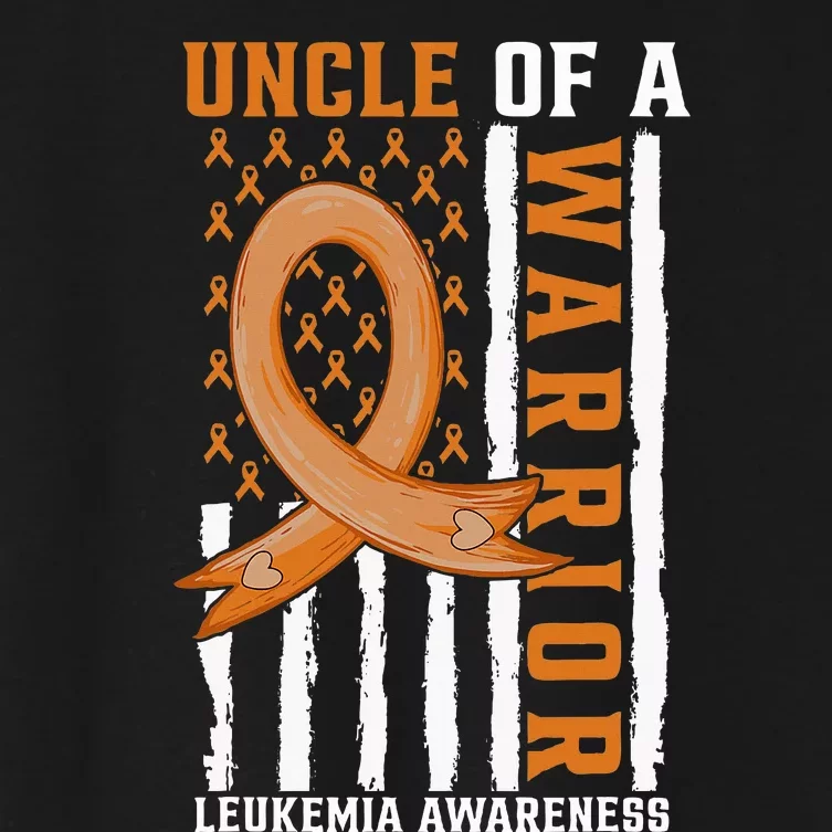 Uncle Of A Leukemia Warrior Awareness Orange USA Flag Women's Crop Top Tee