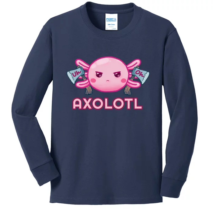 Uh Oh Axolotl Kids Long Sleeve Shirt