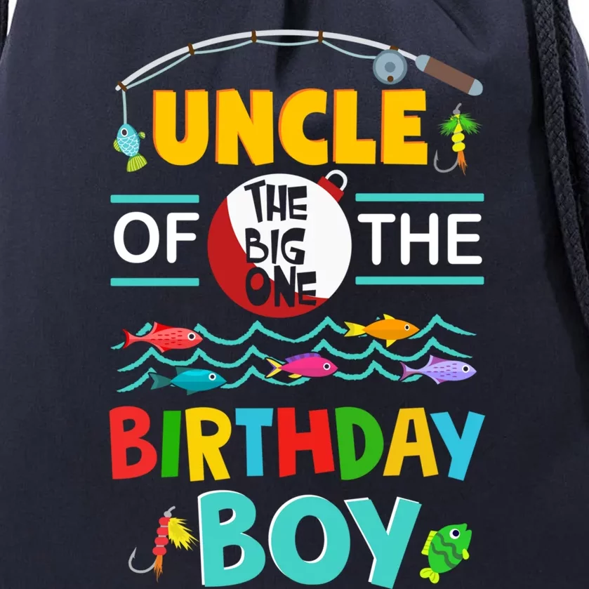 Uncle Of Big One 1st Birthday Matching Family Fishing Funny Gift Drawstring Bag