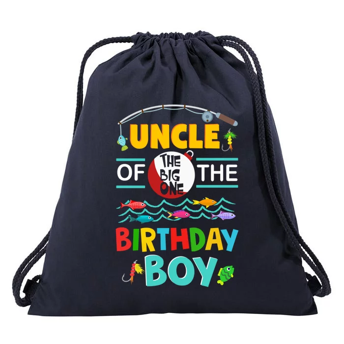 Uncle Of Big One 1st Birthday Matching Family Fishing Funny Gift Drawstring Bag