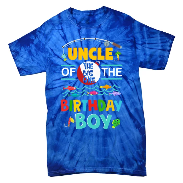 Uncle Of Big One 1st Birthday Matching Family Fishing Cute Gift Tie-Dye T-Shirt