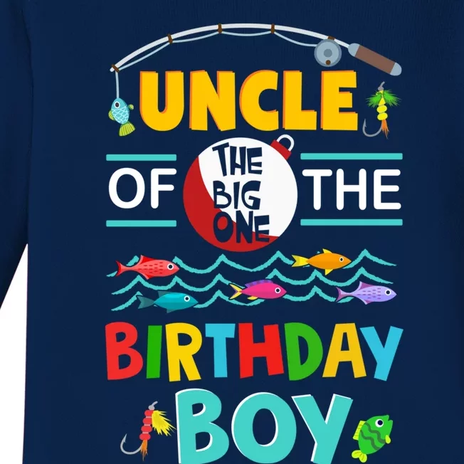 Uncle Of Big One 1st Birthday Matching Family Fishing Cute Gift Baby Long Sleeve Bodysuit