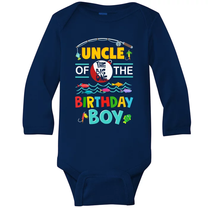 Uncle Of Big One 1st Birthday Matching Family Fishing Cute Gift Baby Long Sleeve Bodysuit