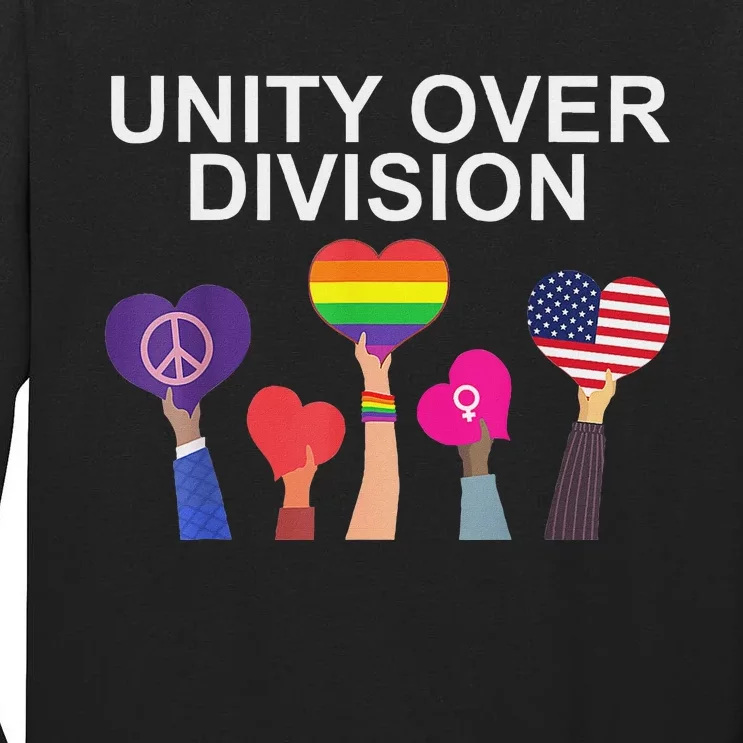 Unity Over Division Harris Walz For President 2024 Tall Long Sleeve T-Shirt