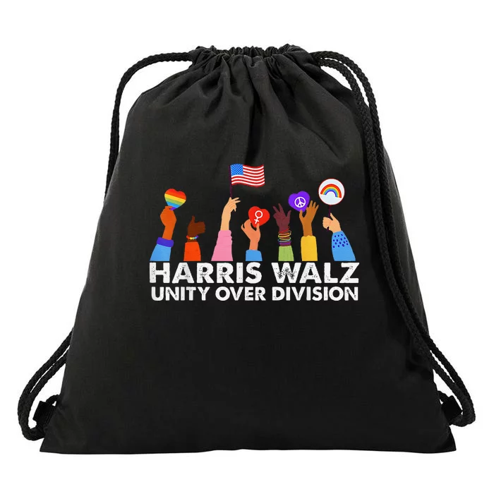 Unity Over Division Harris Walz 2024 Drawstring Bag