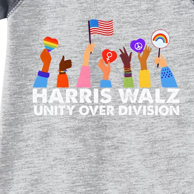 Unity Over Division Harris Walz 2024 Infant Baby Jersey Bodysuit