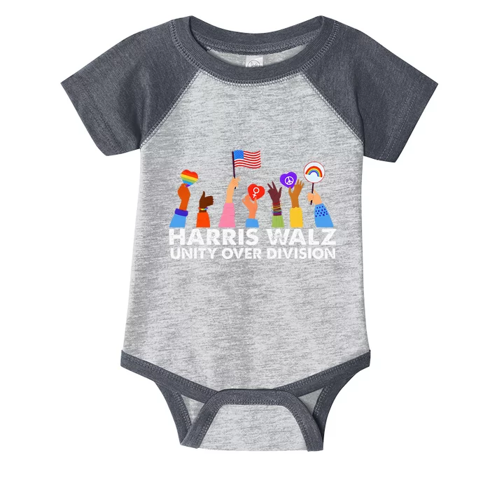 Unity Over Division Harris Walz 2024 Infant Baby Jersey Bodysuit