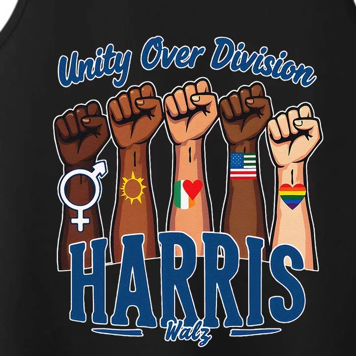 Unity Over Division Harris Walz Support Diversity Performance Tank