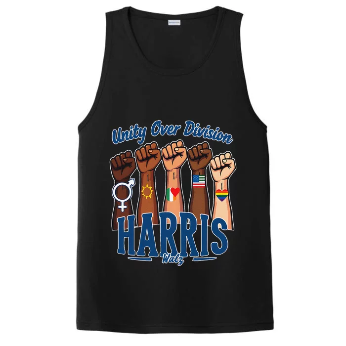 Unity Over Division Harris Walz Support Diversity Performance Tank