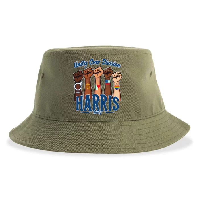 Unity Over Division Harris Walz Support Diversity Sustainable Bucket Hat