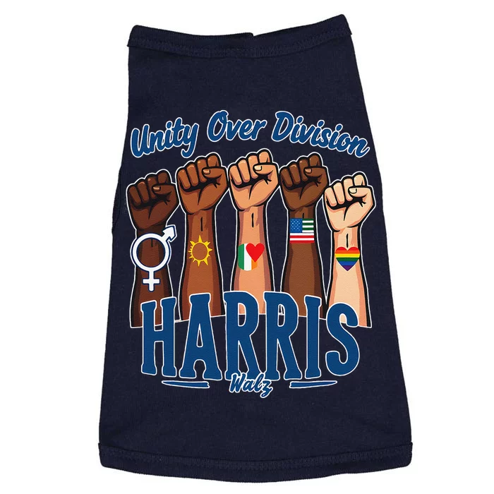 Unity Over Division Harris Walz Support Diversity Doggie Tank