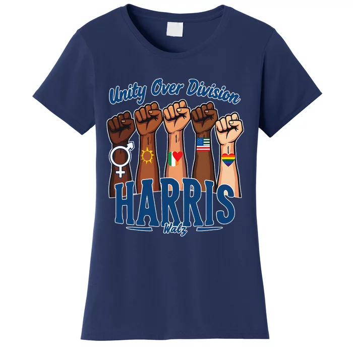 Unity Over Division Harris Walz Support Diversity Women's T-Shirt