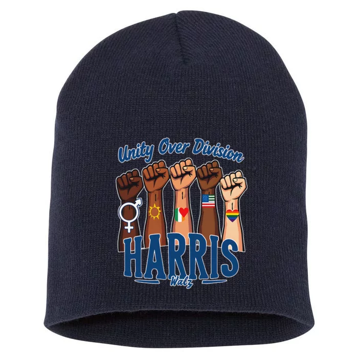 Unity Over Division Harris Walz Support Diversity Short Acrylic Beanie