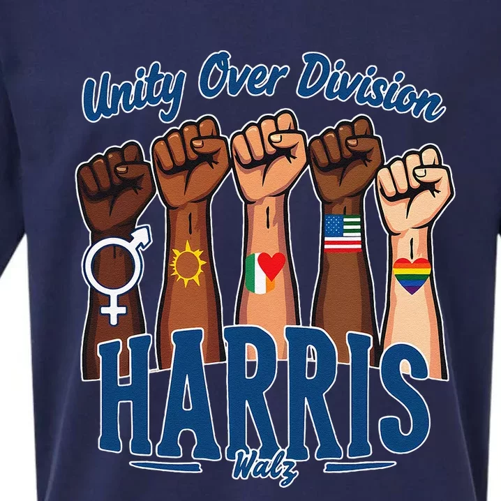 Unity Over Division Harris Walz Support Diversity Sueded Cloud Jersey T-Shirt