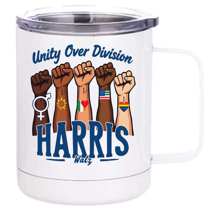 Unity Over Division Harris Walz Support Diversity Front & Back 12oz Stainless Steel Tumbler Cup