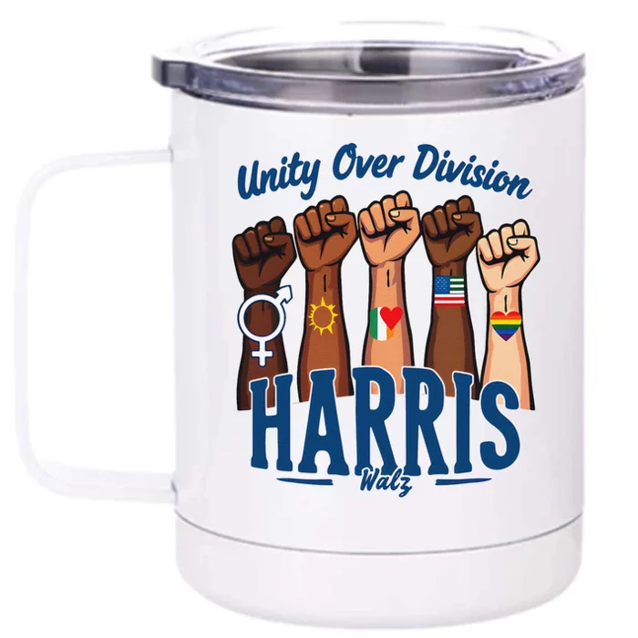 Unity Over Division Harris Walz Support Diversity Front & Back 12oz Stainless Steel Tumbler Cup