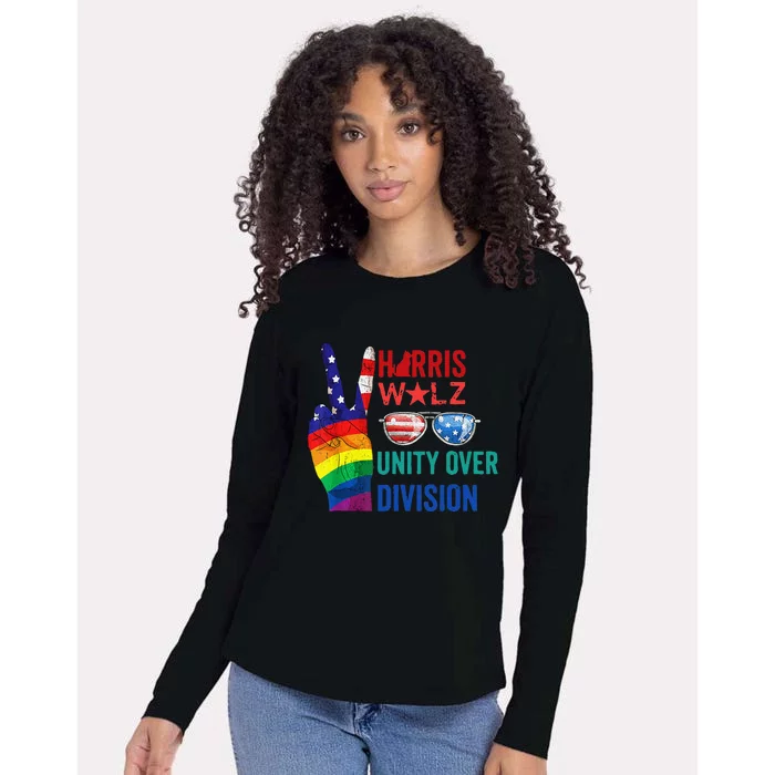 Unity Over Division Harris Walz For President 2024 Womens Cotton Relaxed Long Sleeve T-Shirt