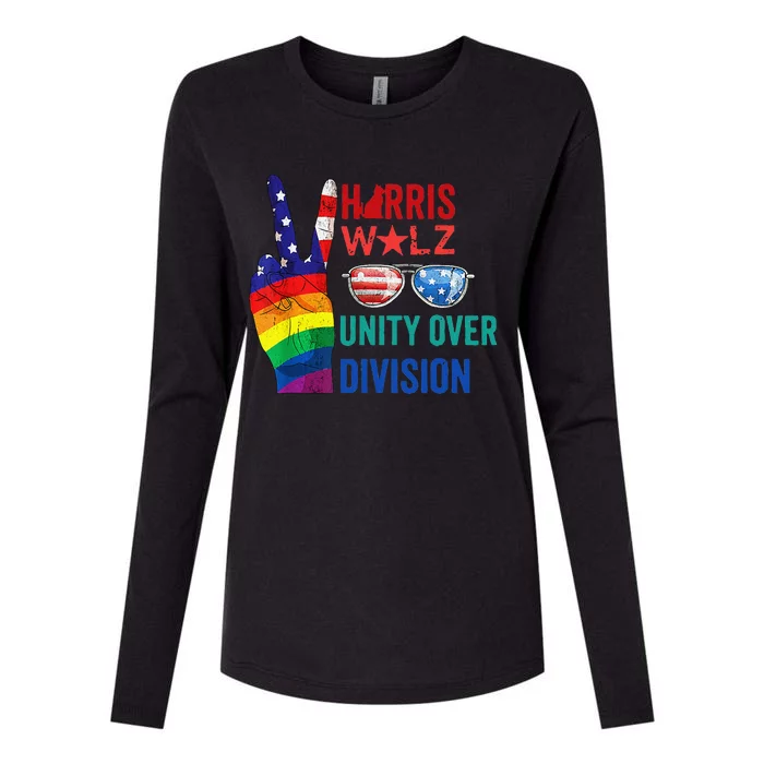 Unity Over Division Harris Walz For President 2024 Womens Cotton Relaxed Long Sleeve T-Shirt