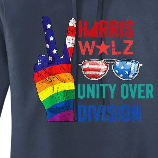 Unity Over Division Harris Walz For President 2024 Women's Pullover Hoodie