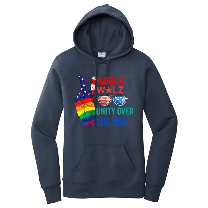 Unity Over Division Harris Walz For President 2024 Women's Pullover Hoodie