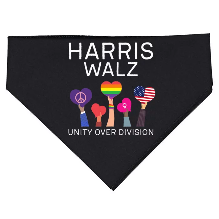 Unity Over Division Harris Walz For President 2024 USA-Made Doggie Bandana