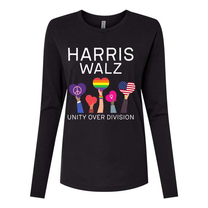 Unity Over Division Harris Walz For President 2024 Womens Cotton Relaxed Long Sleeve T-Shirt