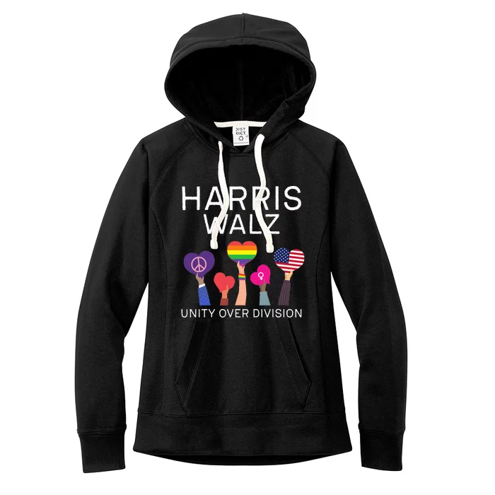 Unity Over Division Harris Walz For President 2024 Women's Fleece Hoodie