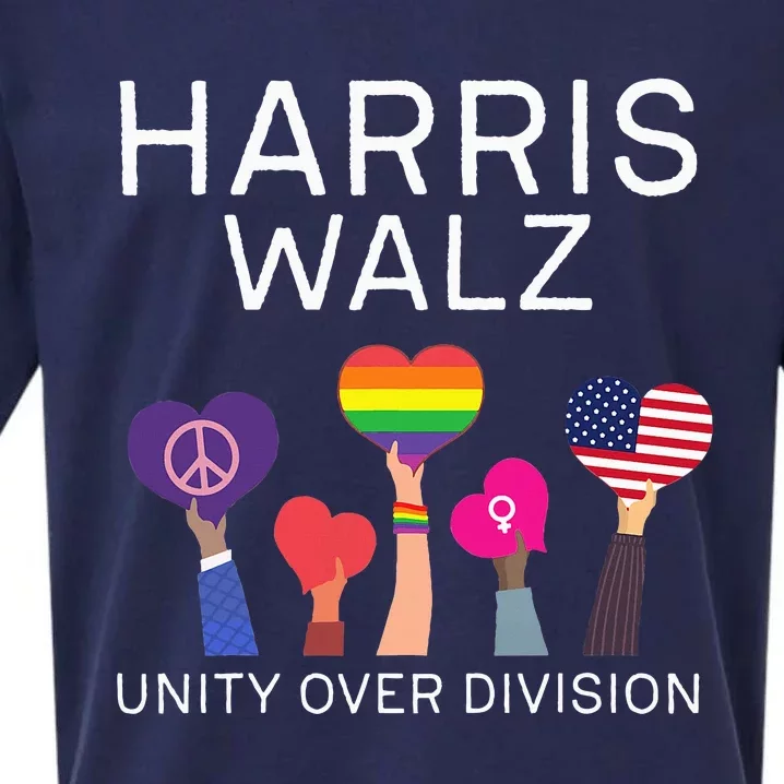 Unity Over Division Harris Walz For President 2024 Sueded Cloud Jersey T-Shirt