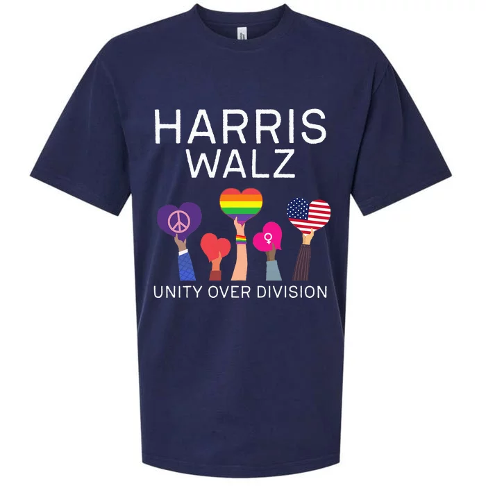 Unity Over Division Harris Walz For President 2024 Sueded Cloud Jersey T-Shirt