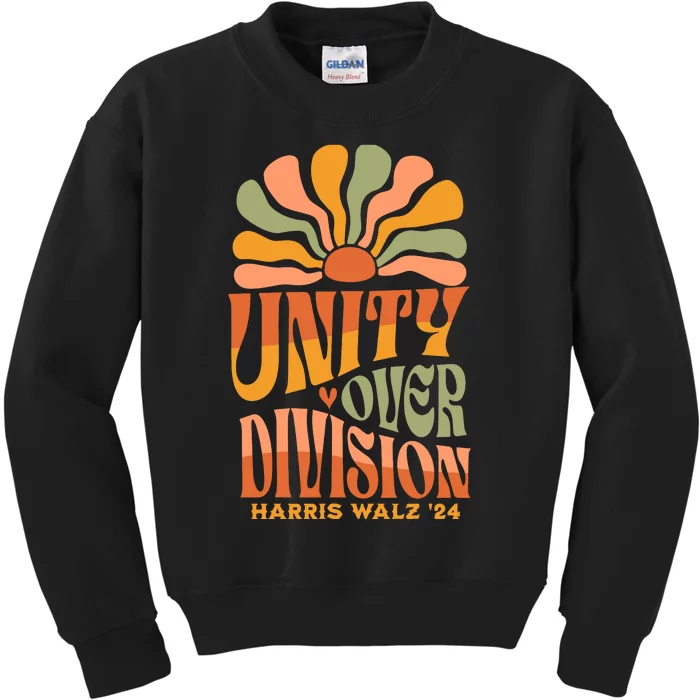 Unity Over Division Kamala Harris Tim Walz 2024 Kids Sweatshirt