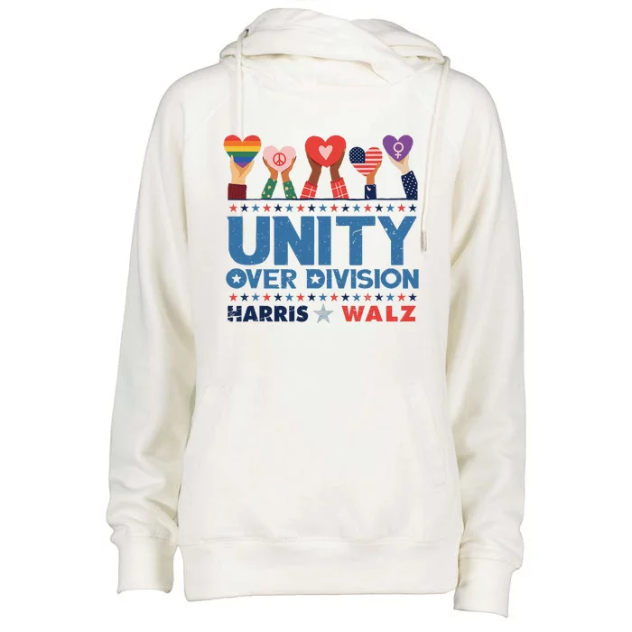 Unity Over Division Harris Walz 2024 Womens Funnel Neck Pullover Hood