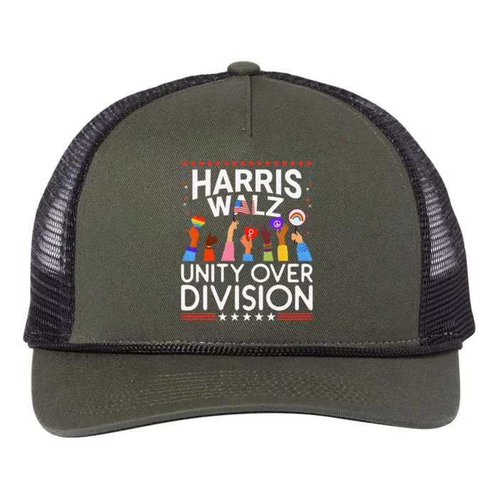 Unity Over Division Harris Walz 2024 Retro Rope Trucker Hat Cap