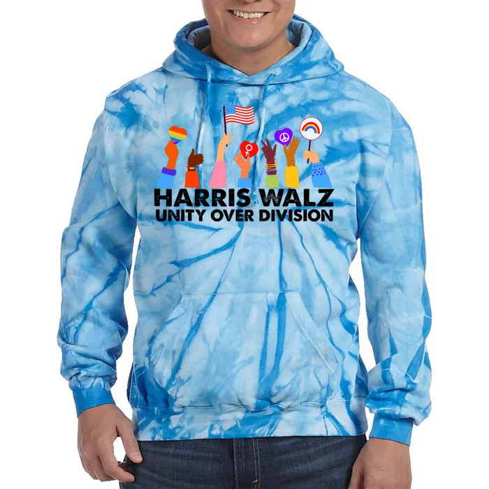 Unity Over Division Harris Walz 2024 Tie Dye Hoodie