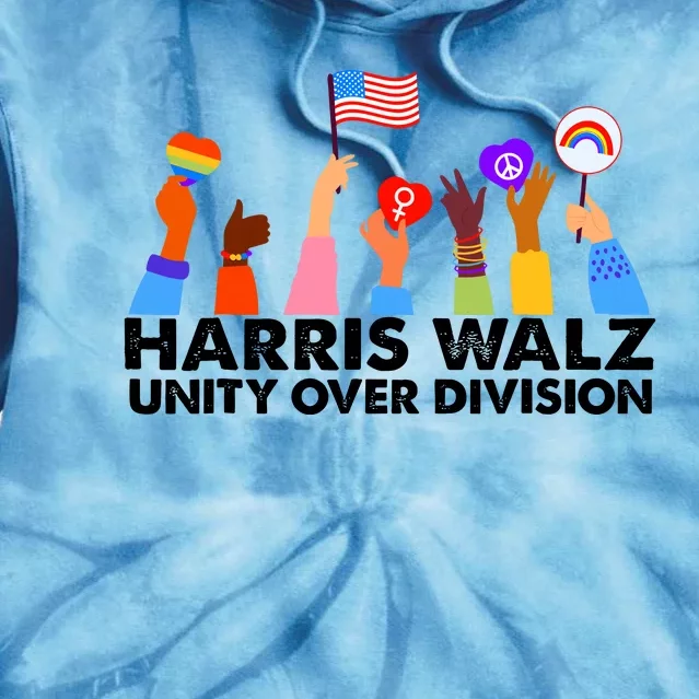 Unity Over Division Harris Walz 2024 Tie Dye Hoodie