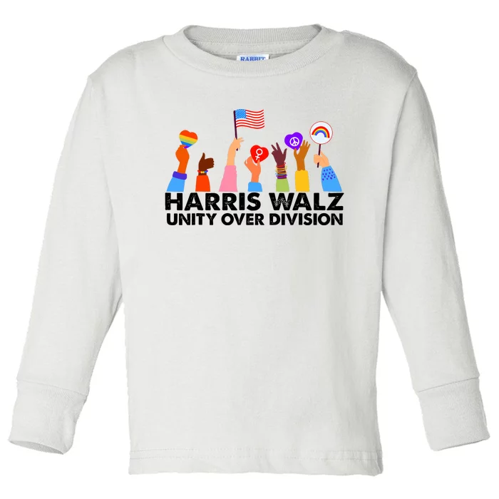 Unity Over Division Harris Walz 2024 Toddler Long Sleeve Shirt