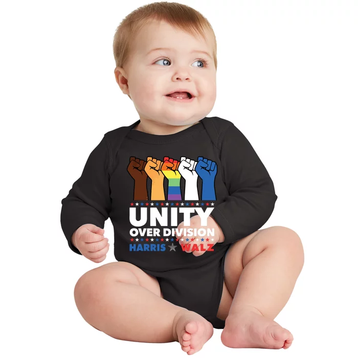 Unity Over Division Harris Walz 2024 Baby Long Sleeve Bodysuit