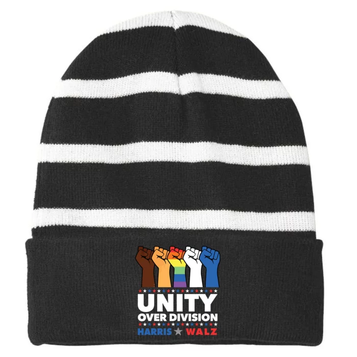 Unity Over Division Harris Walz 2024 Striped Beanie with Solid Band