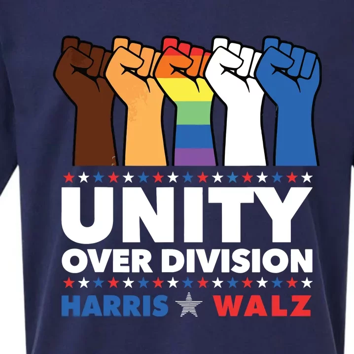 Unity Over Division Harris Walz 2024 Sueded Cloud Jersey T-Shirt